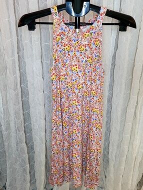 LOFT Ditsy Floral Colorful Print Flowy High Neck Stretchy Sleeveless Mini Dress